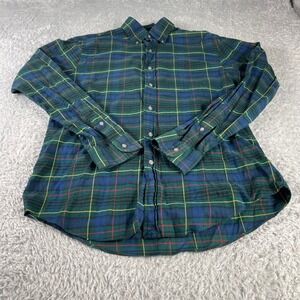 Ralph Lauren Mens Plaid Button Down Shirt Long Sleeve Green Blue Slim Fit M